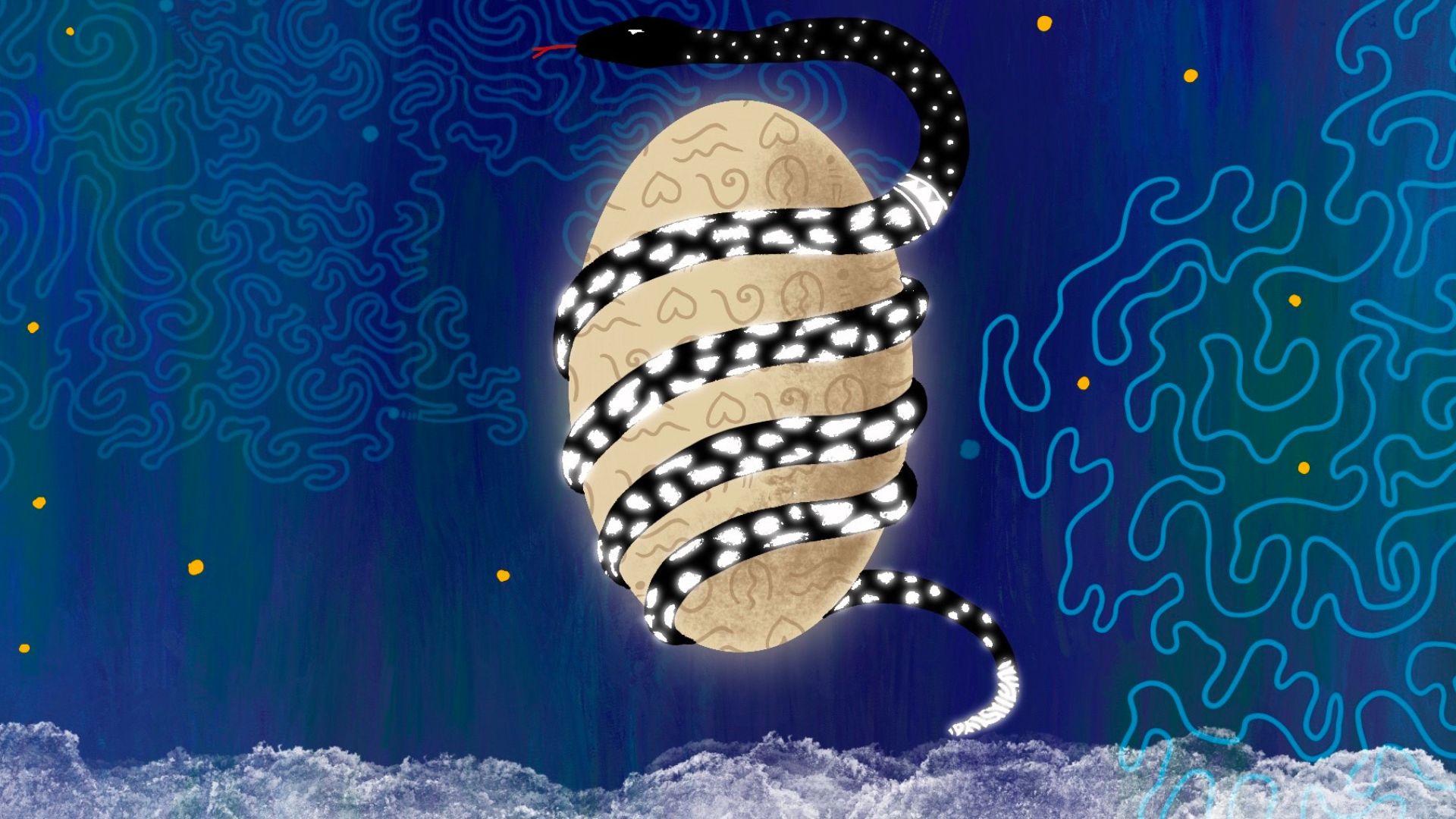 Illustration — snake wrapped around an egg